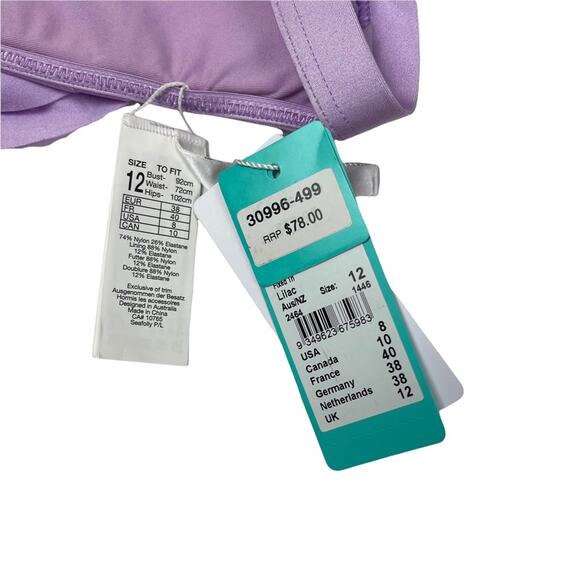 Seafolly Shine On Fixes Tri Bikini Top Lilac Size 8 - Picture 6 of 9